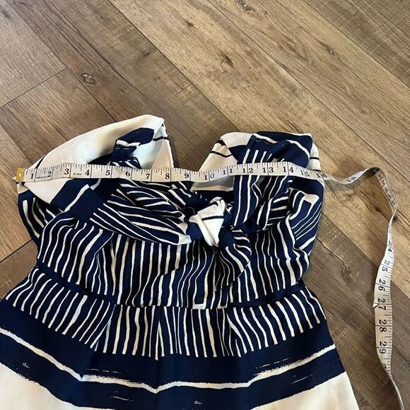 Lulus Delphi Blue and White Striped Tie-Front Strapless romper size small - Picture 4 of 8